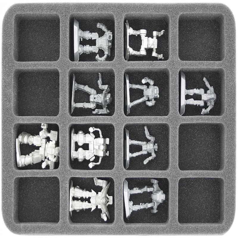 35 MM HALF-SIZE FOAM TRAY WITH 16 SLOTS FOR BATTLETECH MECHS